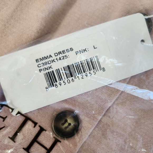 ELIZABETH CROSBY Anthropologie NWT Pink Emma Dress Tie Waist Large #0242-3 - Picture 7 of 9